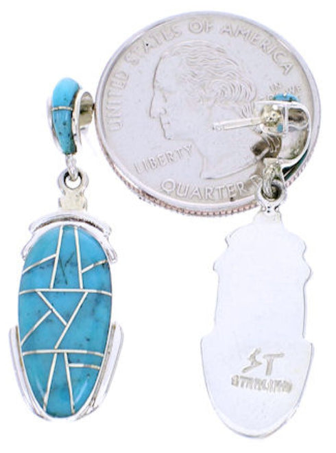 Turquoise Jewelry Southwest Silver Post Dangle Earrings YS70549